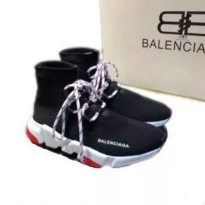 balenciaga metallic knit sock sneakers with laces black red